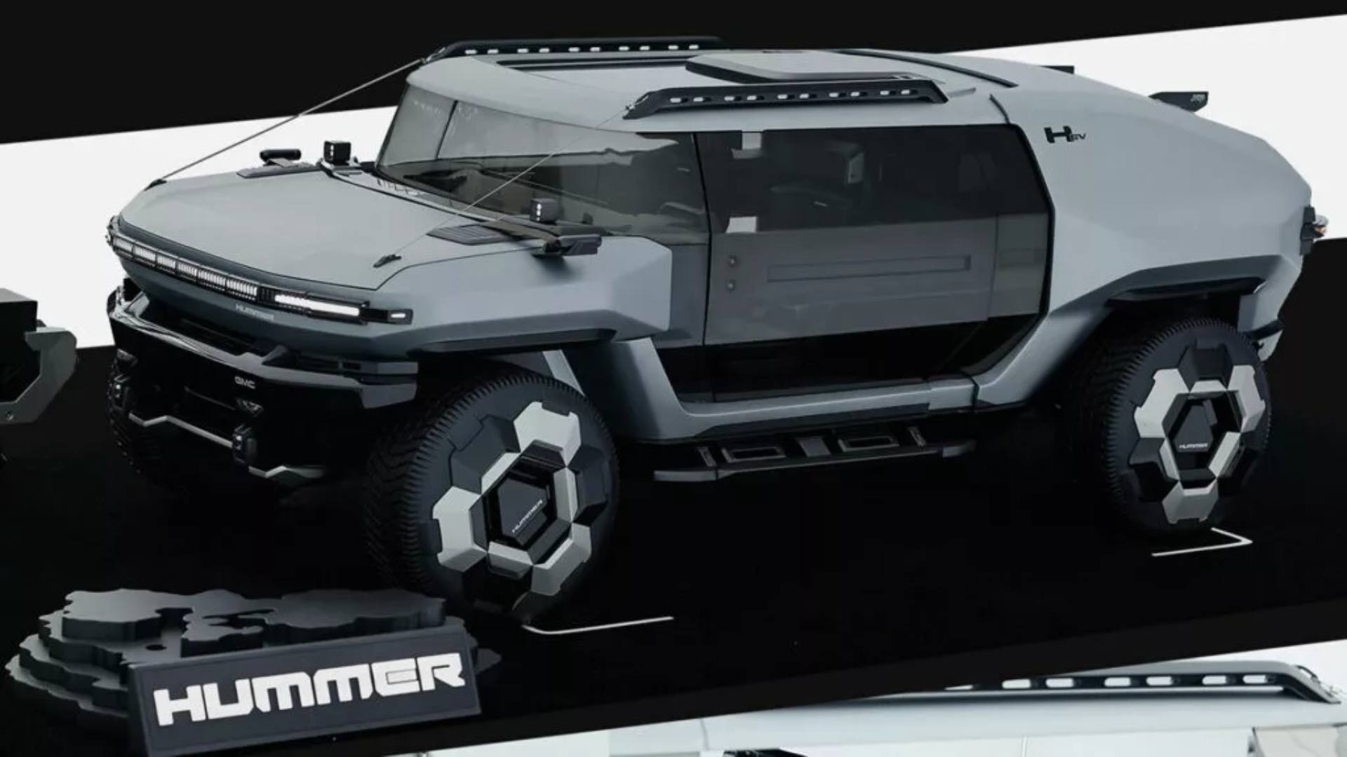 Futuristic Hummer EV concept SUV.